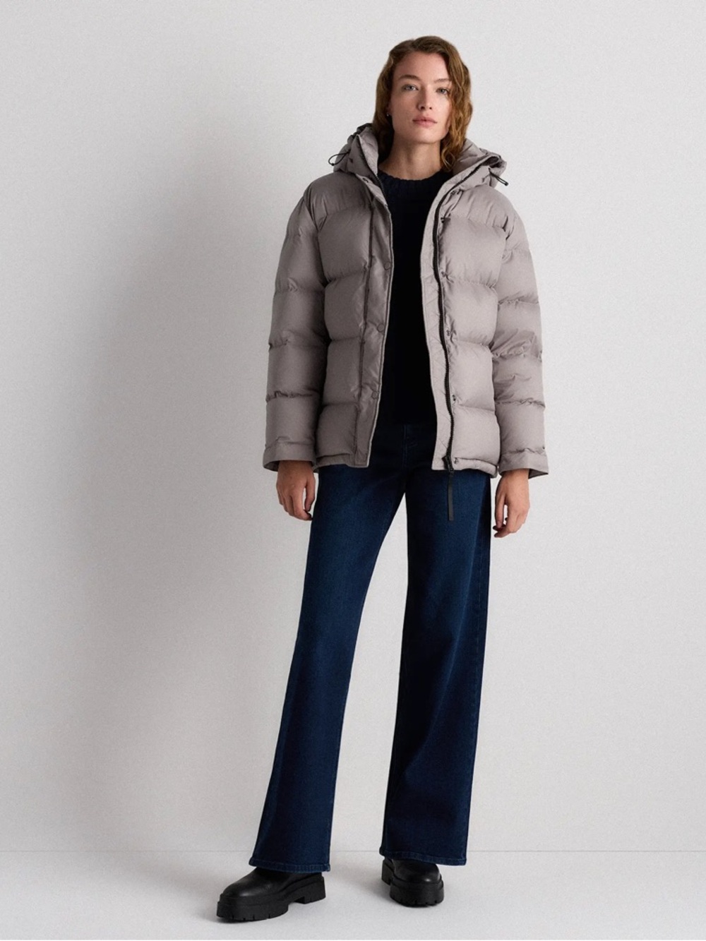 Quince Grey Hooded Quilted Puffer Jacket - Picture 2 of 7